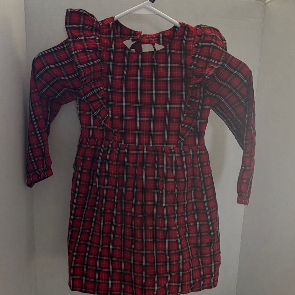 Old Navy Red Plaid Kids Dress with Ruffles